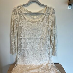 Cream Lace Mini Dress